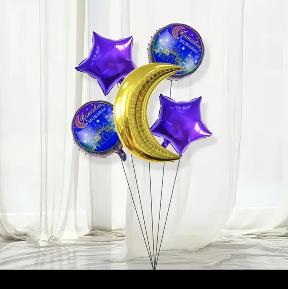 NWT 5 pieces Eid Ramadan balloon set/ crescent and star Balloon set/ Eid decor - Picture 9 of 10